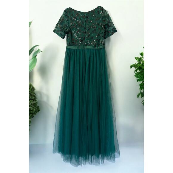 Fariesty Green Tulle Prom Dress w/ Black Sequins, Size XL (15), NIP - Picture 2 of 7